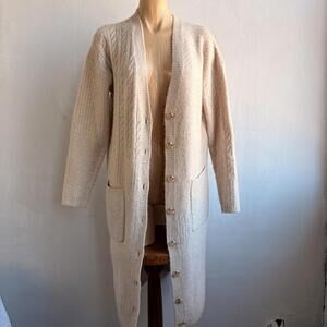 Heartloom Womens Cable Knit Long Cardigan Duster Beige XS Boho Cozy Minimal